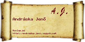 Andráska Jenő névjegykártya