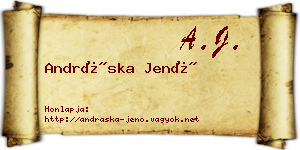 Andráska Jenő névjegykártya